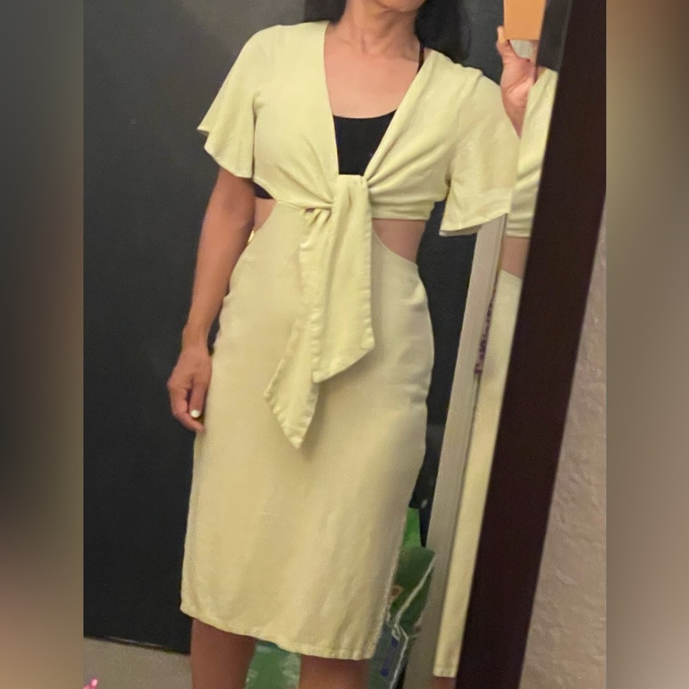 Lime Tie-Front Cut-out Dress